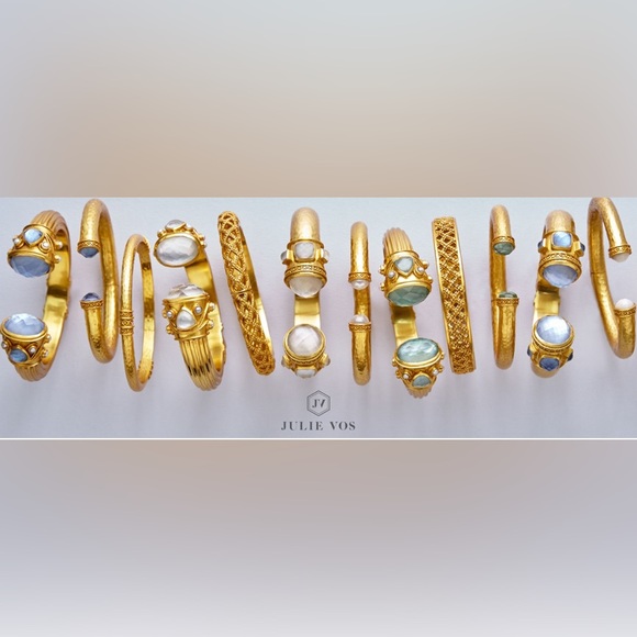 NWT Authentic Luxury Summer Spring Julie Vos Iridescent Charcoal Blue Hinge Cuff - Picture 3 of 17